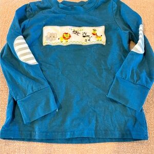 Kids' Blue Long Sleeve Tee with Animal Design